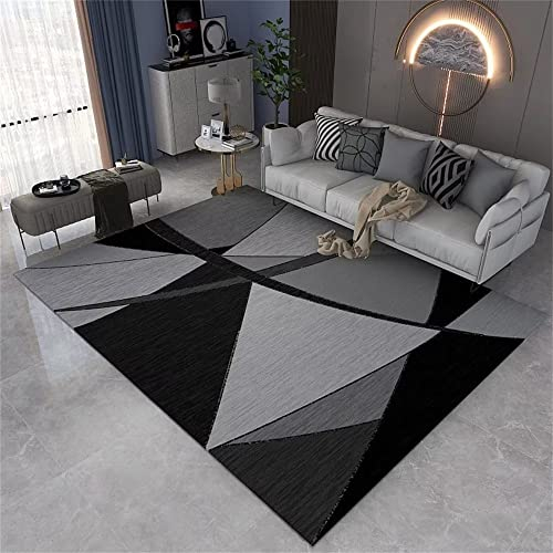 RUGMRZ Weihnachtsteppich Rugs for Bedroom Grauschwarz geometrisches Muster Moderne Wohn Accessoires Kurze Samt teppiche Deko Tisch Wohnzimmer 200X300CM