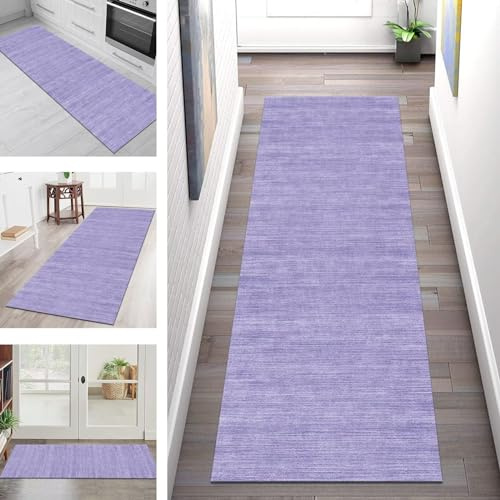Teppich Läufer Flur Küche rutschfest waschbar Teppichläufer 50X150CM Violett Küchenläufer Flurteppich Meterware Korridor Tepiche Esszimmer Schlafzimmer Wohnzimmer Schmutzfangmatte Breit 40-120cm