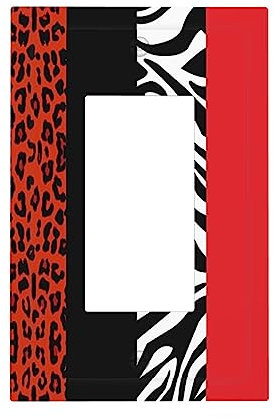 Red Black Modern Geometric Cheetah Zebra Leopard Print 1-Gang Decora/GFCI Device Wallplate Midway Size One Decorator Rocker Outlet Light Switch Cover Electrical Faceplate Dimmer Art Bathroom Decorate