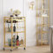 TUTOTAK Barwagen Home Bar Servierwagen mit 3 Ebenen Spiegelregal Getränkewagen Mobiles Küchenregal mit Weinregal Gold BC01BB033