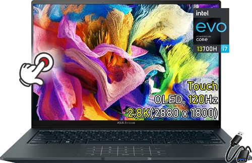 Asus Zenbook Ordinateur portable OLED 14,5/in 2,8K (2880 x 1800) 120 Hz, 14 cœurs i7-13700H Evo, 100 % DCI-P3, WiFi 6E, 2X Thunderbolt 4, Harman Kardon, Widnows 11, avec tapis de souris (16 Go de RAM