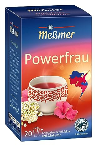 Meßmer POWERFRAU | Hibiskus - Schafgarbe | 20 Teebeutel | Vegan | Glutenfrei | Laktosefrei