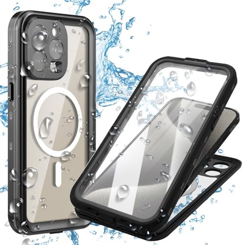 MP+ for iPhone 15 Pro Max Waterproof Case,IP68 Waterproof Snowproof Dustproof Dustproof Magnetic Case,Full Body Heavy Duty Rugged Protective Waterproof Case for iPhone 15 Pro Max