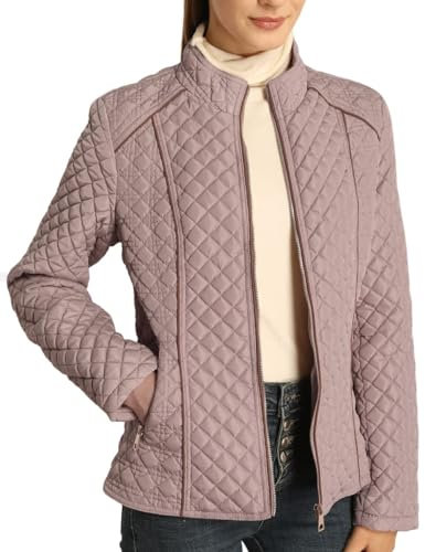 BELLIVERA Veste matelassée légère pour femme avec diamants - Manteau rembourré pour printemps et hiver 087 Rose M