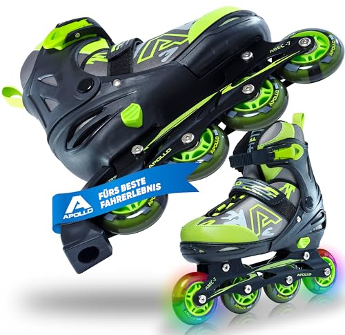 Apollo Champion Inliner Kinder, Damen & Herren, verstellbar ab Gr. 31 | Größenverstellbare LED Inline Skates: Inlineskates für Kinder, Jungen, Mädchen, Damen & Herren, Rollerblades