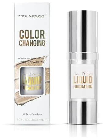 VIOLA HOUSE Foundation Color Changing, Farbwechselnde Foundation für Reife Haut, Korrigiert den Hautton,Leichtigkeit & feuchtigkeitsspendend 30ml/1.0 Fl Oz (Mittlerer Hautton)