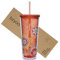 bzyoo SIP Gobelet en plastique à double paroi de 710 ml avec couvercle et paille – Tasse de voyage réutilisable, parfait pour le café glacé, le thé, le bureau, les fêtes au bord de la piscine, cadeau