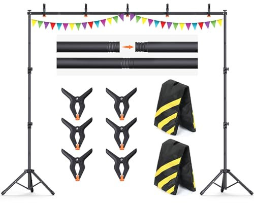 Forlogic Hintergrundständer, strapazierfähig, verstellbar, für Partys, Fotografie, Bannerständer (inklusive sechs Hintergrundständer-Klemmen)