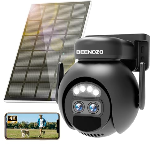 4K Security Camera Wireless Outdoor Solar, 360° PTZ 6X Zoom WiFi Camera with PIR Detection, Full-Color Nignt Vision, Smart Alarm, 2.4GHz WiFi, 2-Way Audio, SD/Cloud Storage, IP66