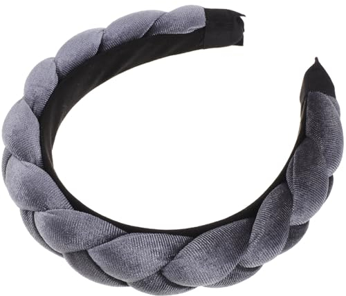 Minkissy Samt Haarreif Grau Geflochten Stirnband Haarreifen Damen Breit HaarbäNder Geflochtene StirnbäNder FüR Dame Geknotetes StirnbäNder Haarschmuck Passend Zum Kleid