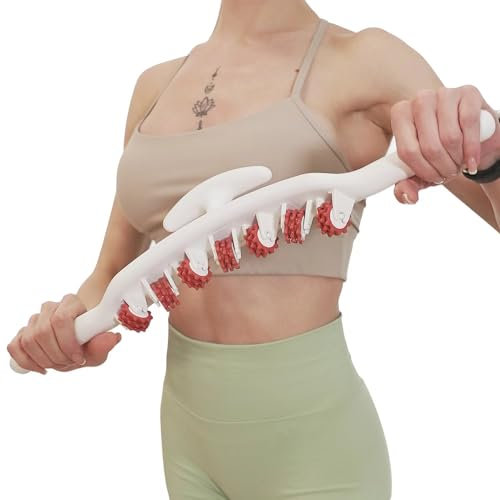 DONGSHEN Anti Cellulite Massagegerät - lymphdrainage gerät - Massageroller mit Rollen,welche die Haut heben,Straffen und Glätten (Orange rot)