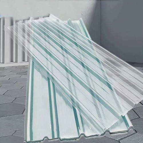 Clear Roof Sheet,1.2mm Fiberglass Daylighting Panels,Uv Protection Silent Self-Cleaning Roofing Cladding Panel,Length 0.5m-2.3m Optional,for Greenhouse Carport Balcony (0.9x0.5m/35x20in)