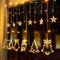 GlobaLink Curtain Fairy Lights, 138 LED Stars Curtain String Lights with Christmas Tree Reindeer Bell 8 Flash Modes Plug in Indoor Outdoor
