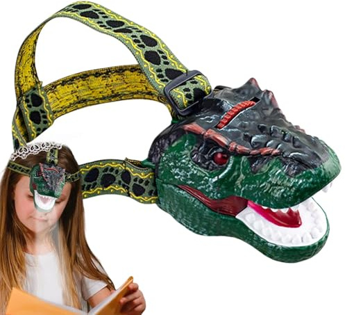 lyanny Lampe Frontale pour, Projecteur de Dinosaure avec Phare, Lampe Frontale Dinosaure Jouets Lampe Frontale LED avec Bandeau réglable pour Lecture, Course à Pied, Camping