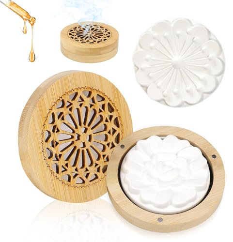 YSOOUA 2 Pièces Diffuseur D'huiles Essentielles Pierre avec 1 Boîte à Parfum en Bois Diffuseur Pierre à Parfum en Plâtre dans Une boîte Artisanat en Plâtre Élégant (A)