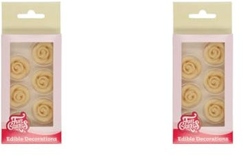 FunCakes Marzipan Dekorationen Rosen Weiß Set/6 (Packung mit 2)