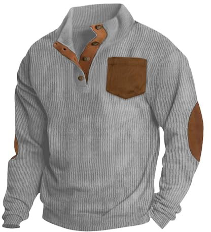 HUOQI weihnachten saleSweatjacke Herren Ohne Kapuze Sweatshirt Herren ohne Kapuze Pullover Langarm Cord Poloshirt Sweater Winter Casual Pulli Winterpullover Herren Kapuzenpulli