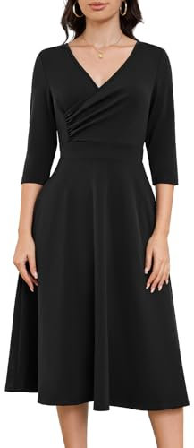 Bbonlinedress Schwarzes Kleid Damen Abendkleider elegant für Hochzeit lang Winterkleid festliches Partykleid Cocktailkleid Black XL