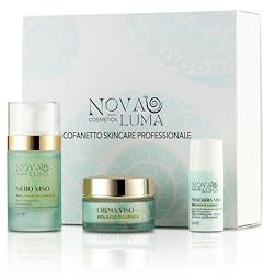 Nova Luma - 3 in 1, Siero e Crema con Bava Di Lumaca 98% e 80% Acido Ialuronico Antirughe e Aloe Vera con Maschera Viso 60% Contorno Occhi,Burro di Karitè,Olio d'Oliva