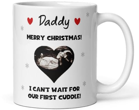 Confidently Quirky - Personalised Daddy Baby Scan Christmas White Mug, Daddy To Be Christmas Gift, Gift From Bump to Daddy, Daddy Christmas From Bump, Baby Scan Gift