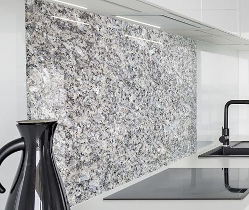timalo Spritzschutz Wand für Herd, Küche Küchenrückwand Glasoptik | Acryl Glas 2mm | Glasrückwand Acrylglas Wandpaneele Rückwandschutz Platte | 80x60cm Granit Steinoptik