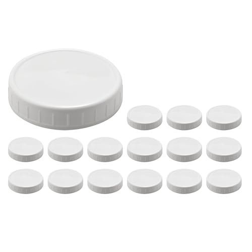 20 Stück Mason Jar Deckel Set, Kunststoff Auslaufsichere Farbige Wiederverwendbare Deckel für Mason Einmachgläser, Weithals-Mason Jars, 86mm (16)