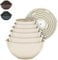Bakken Master 12 Piece Plastic Nesting Bowls with Lids - Mixing Bowls Set includes 6 Prep Bowls and 6 Lids, BPA-Free, Reusable Meal Prep Containers, Microwave, Freezer & Dishwasher Safe, White Cream