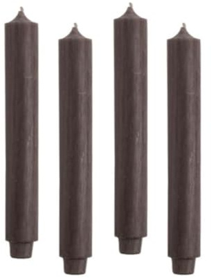 ukiyo 4er Pack Rustikale Stabkerzen H:30 cm Ø:3,2 cm - 21 Stunden Brenndauer - Dicke Kerzen Dinnerkerzen Tafelkerzen Kirchenkerzen, Farbe:Dunkelbraun