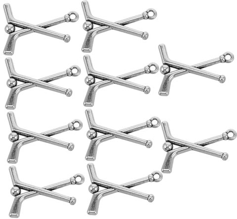 BESTonZON 10stücke Retro Silber Hockey Stick Charms Für Armbänder Und Halsketten Sport Schmuck Zubehör Für Schmuckherstellung Und Teamgeist Deko