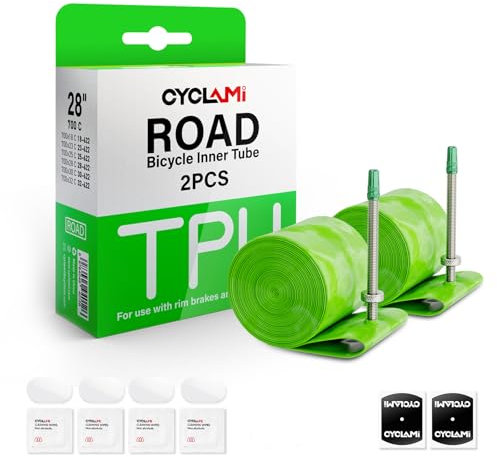 CYCLAMI 1/2er-Pack TPU Schlauch Rennrad für 700 x 23/25/28/30/32c,Ultraleichter 38g TPU-Fahrradschlauch,Metallventil FV:45/60/85MM (2P-FV:60MM)