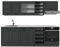 Vicco Küchenzeile R-Line, Anthrazit Landhaus/Anthrazit, 240 cm, AP Marmor