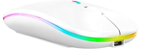 Western Gadget Wireless Mouse, Slim Portable Dual Mode 2.4GHz + Bluetooth Wireless Mouse for Laptop Silent Mouse Ergonomic Cordless Design Compatible with PC Mac Computer Macbook Notebook (White)