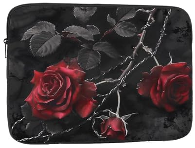 AQRJLPO gothic black roses Printed Laptop Sleeve Case Shockproof Briefcase Carrying Bag Laptop Sleeve Bag