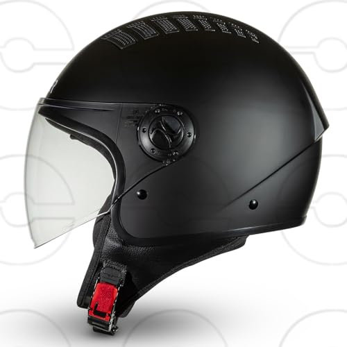 Cruizer Casco Jet Moto Scooter Omologato Visiera Singola Nero Opaco (M)