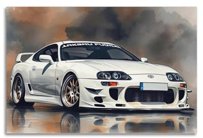 JDM Auto-Poster, Supra MK4, Vintage-Sportwagen, dekorative Leinwand, Familienschlafzimmer, Kunstwerk, Bild, Gemälde, 40 x 60 cm