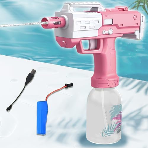 Pistola de Agua eléctrica, automática Gun de Agua, para Verano Jardín Piscina Playa Fiesta Juguetes (Rosa)