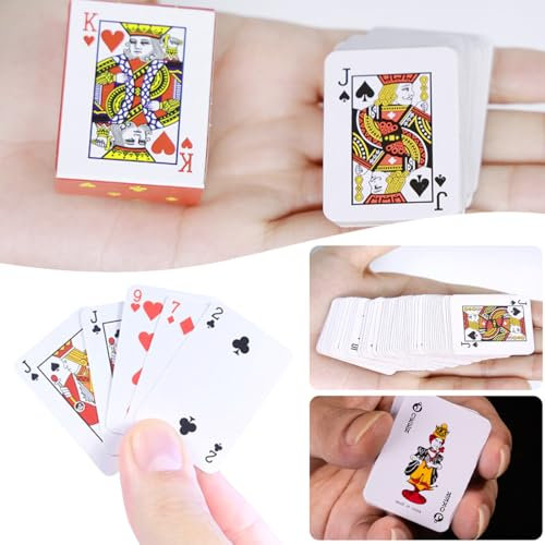 COYUN 4 Stücke Mini Miniatur Pokerkarten Puppenhaus Möbel Zubehör Kleine Spielkarten Decks Karten Für Kinder Erwachsene-C