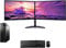 COMPUCLEAR Complete set Dual 23 inch Monitors & Thinkcentre- Core i5-4570 - 8GB RAM - 256GB SSD - WiFi - Windows 11 64-Bit Desktop PC Computer (Renewed)