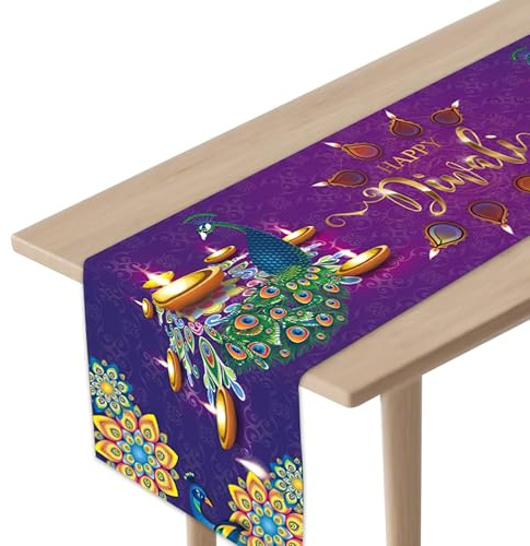 Happy Diwali Table Runner, Happy Diwali Kitchen Dining Table Decoration, India Festival of Lights Tables Runner, Festival of Lights Party Decor Supplies, Kitchen Dining Home Tables Decoration