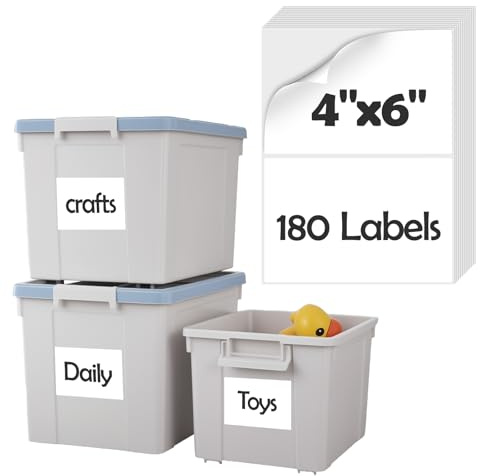 Homrelaxy 180Pcs 4x6 Labels for Storage Bins, Removable No Residue Large Storage Bin Labels, Waterproof & Oil-Resistant & Tear-Resistant Stickers for Plastic Bins, Boxes, and Cases