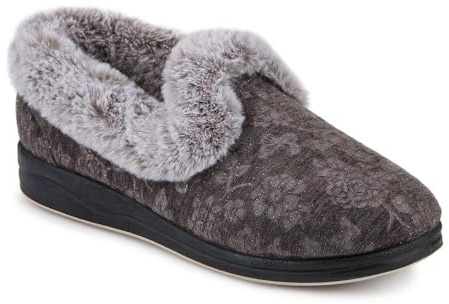 Pavers Womens Warm Memory Foam Velour Slippers Grey Size 7