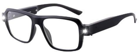OKH Lesebrille mit Blaulichtfilter, Beleuchtung und Lupe im Rahmen, Wiederaufladbare Helle LED-Lesebrille für Männer und Frauen