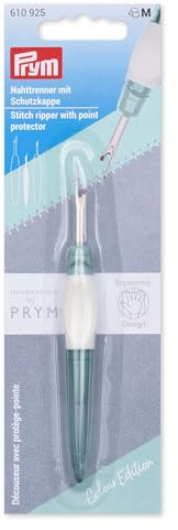 Prym 610925 Ergonomischer Nahttrenner – Klein, mit Kugelspitze, rutschfestem Griff & Schutzkappe, ideal zum Auftrennen von Nähten und Stichen, für Rechts- & Linkshänder, salbei