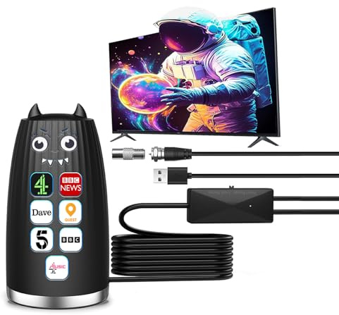 TV Aerial -HD TV Antenna -High Gain Indoor for Smart with Signal Booster，Digital Aerial for Long Range Gain In/Outdoor Antenna for USB TV Tuner/DVB-T/DVB-T2，4K 1080P HDTV for All TV，With Magnetic Base