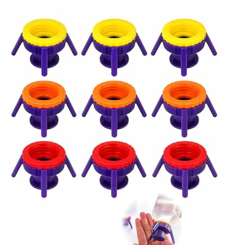 Chivastor 9Pcs Milk Bottle Top, Milk Bottle Holder Upside Down Dispenser Caps for Kitchen and Bathroom Organisation, Reusable Tops in Three Sizes, Red Orange Yellow Colour Set of Nine Pieces
