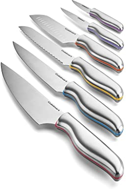CUISINART - C77-12PCS - Lot de 12 Couteaux de Cuisine - Collection Color Brand, Argenté, 8