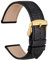 WOCCI 18mm Uhrenarmband Leder für Damen und Herren, Geprägtes Alligator, Goldene Schnalle (Schwarz)