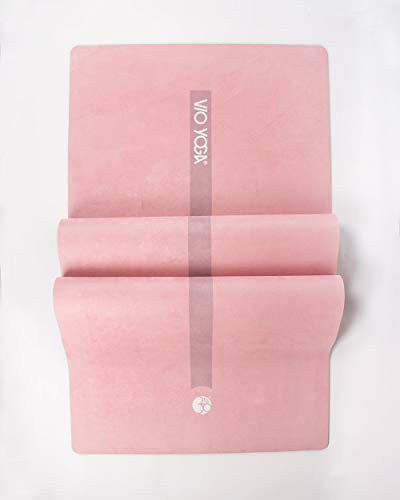Yogamatte • Naturkautschuk + Mikrofaser • super rutschfest bei Feuchtigkeit • bei 30° maschinen-waschbar • Velvet Rug -VIO YOGA® • langlebig • Fitness & Pilates • 183 x 61 x 0,3 cm(Plain - Rosa)