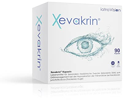 Xevakrin® 90 Stk. Kapseln gegen trockene Augen und gereizte Augen - Alternative zu Augentropfen - Ohne Konservierungsstoffe - Mit natürlichen Substanzen - Klinisch geprüft