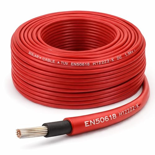 BMF DIRECT Solar PV Cable 6mm2 Red EN50618 H1Z2Z2-K 1800V DC Tinned Copper Double Insulated Photovoltaic Cable for Solar Panel Installation (100 Metres)